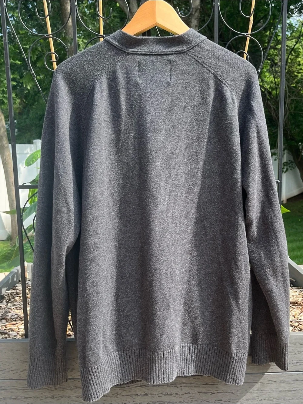 Eddie Bauer Men’s Gray Cotton Cashmere Blend Cardigan Sweater Size L Grandpacore